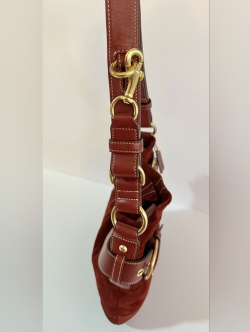 Coach Vintage (2006) Red/Burgundy Suede Soho Buckle Shoulder Crossbody NWT - Picture 5 of 15